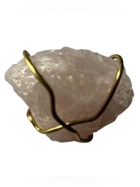 Natural Gold Wire Wrapped Rose Quartz Stone